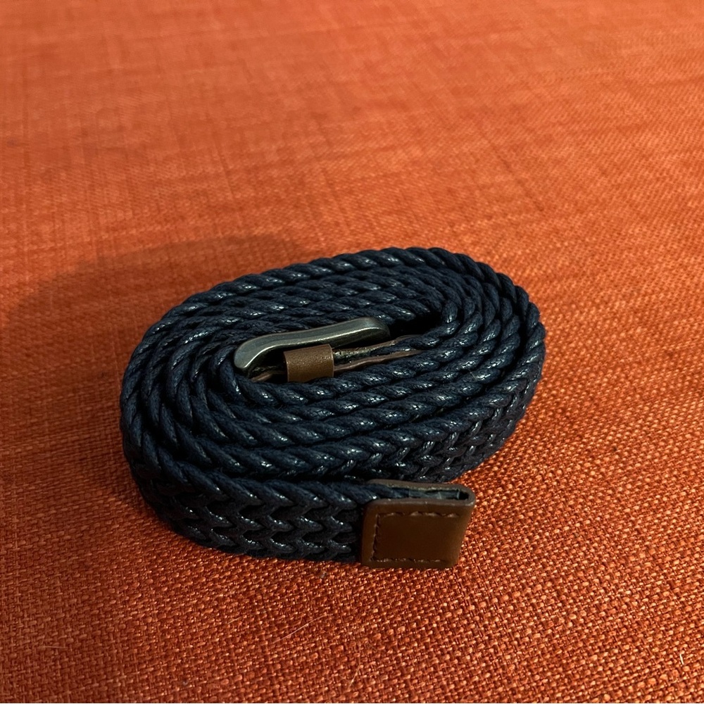 Navy Faux Leather Braided Belt